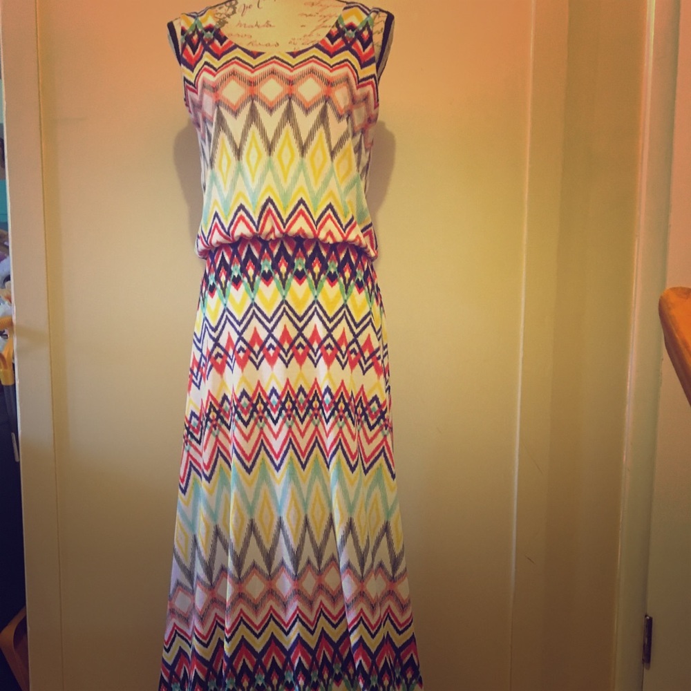 Multicolor sleeveless maxi dress